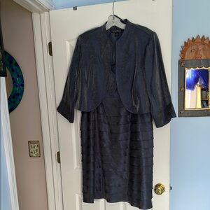 EUC Elegant Navy w Shimmer  Dress with Jacket